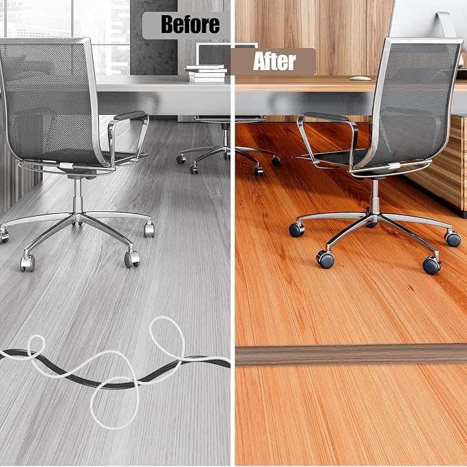 Floor Cord Cover Cavity 0.8"x0.37" Self Adhesive Cord Hider, 3.3FT Low Profile - Image 5