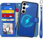 TUCCH Case Wallet for Galaxy S25 Plus, Removable Wrist Strap PU Leather by TUCCH