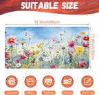 Large Gaming Mouse Pad, Colorful Wildflowers in Field Desk Mat, Watercolor - Image 2