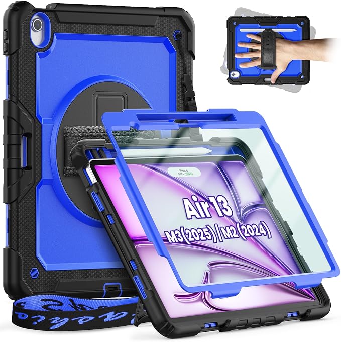 timecity for iPad Air 13 Inch Case M3 2025/ M2 2024, 360° Rotating Stand by Timecity