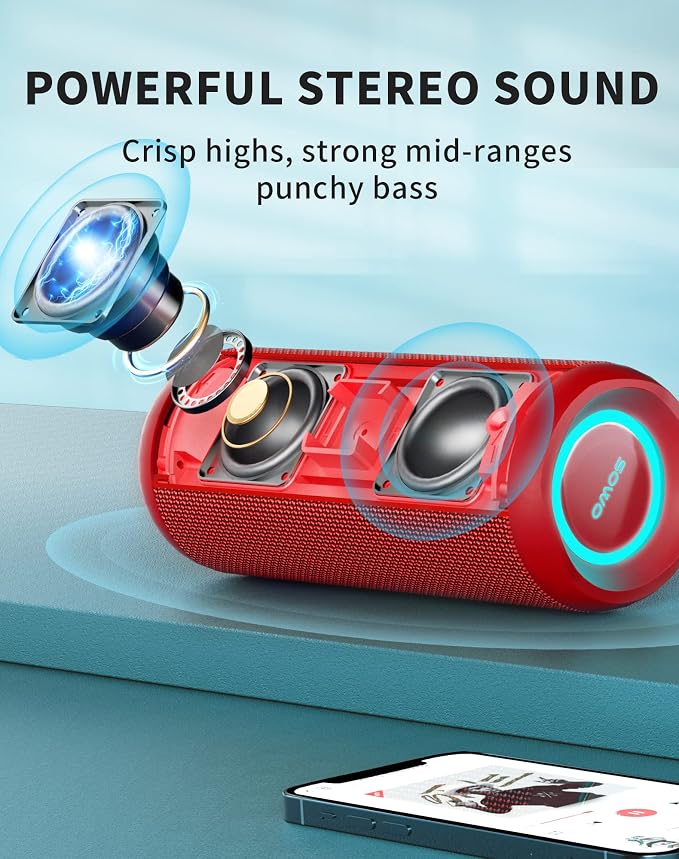 SOWO Portable Bluetooth Speaker, Waterproof IPX7, 25W Loud Wirelss Speaker - Image 2