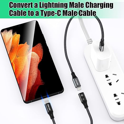 AGVEE 2 Pack 4 inch Lightning Female to USB C Male PD Adapter, 27W Fast Charger - Image 3