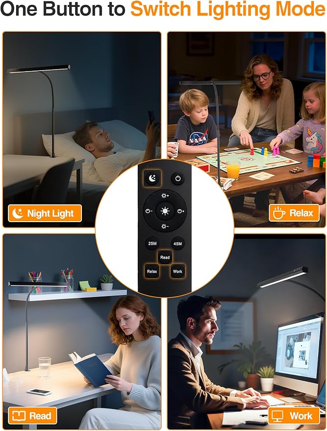LED Desk Lamps for Home Office, 5 Color+9 Brightness Desk Light, Touch & Remote - Image 7