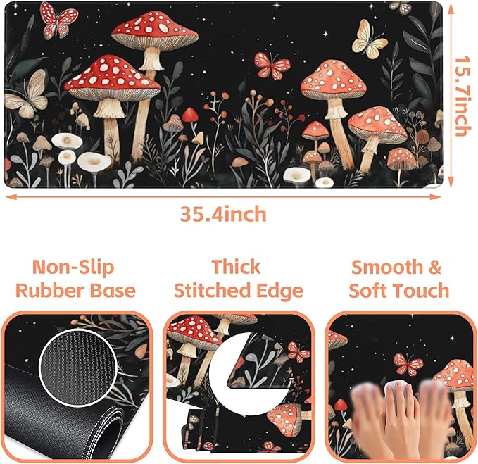 Mouse Pad Large Magical Fantasy Mushroom Non-Slip Game Desk Mat - Image 3