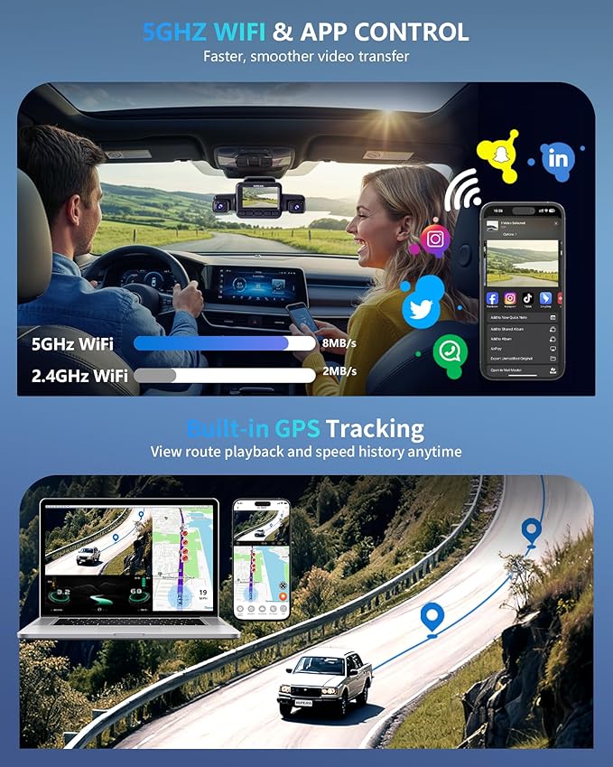 Dash Cam 4 Channel Front and Rear Inside, 360° Car Camera 4K UHD, Dash Camera - Image 9