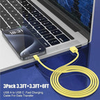 3-Pack Yellow USB A to USB C Cable，USB to USB C Car Carplay Cable - Image 4