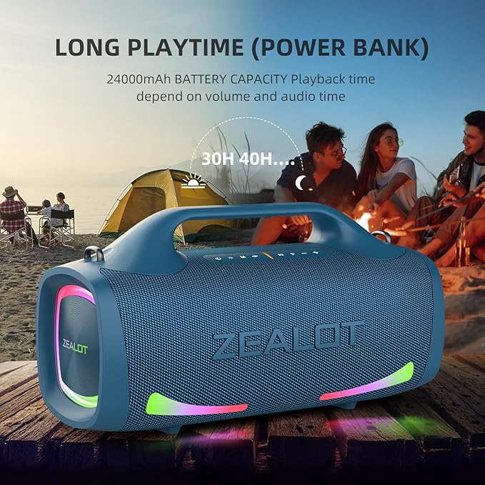 ZEALOT Bluetooth Speaker, 110W Peak Booming Sound Speakers Wireless, Dual - Image 3