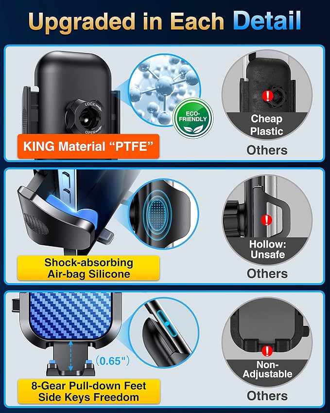 VANMASS True Military-Grade Car Phone Holder Strongest Suction & Clip Cell - Image 7