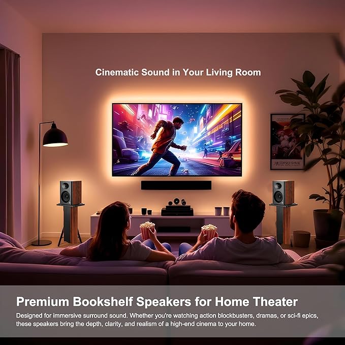 Bookshelf Speakers with Deep Bass, 80W Peak Output HiFi Gaming Computer Speakers - Image 4