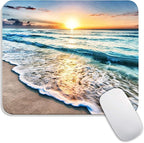 Square Mouse Pad Beach Sunset, Personalized Premium-Textured Custom Mouse Mat by Armanza