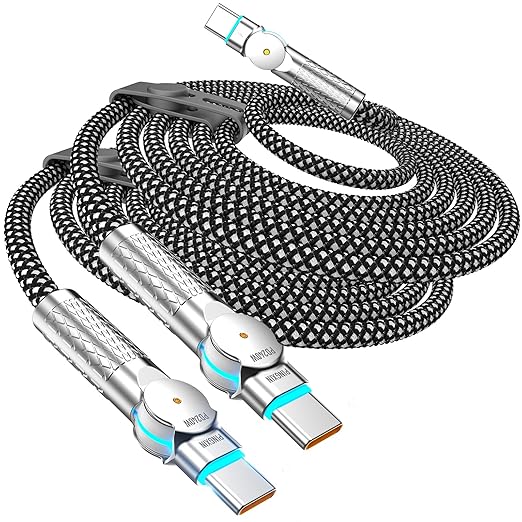 USB C to USB C Cable10ft, 240W 2-Pack Braided 180°Rotating Type C Charging by PINGXIN