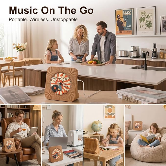 Gueray CD Player Portable Bluetooth Desktop CD Player - Image 7