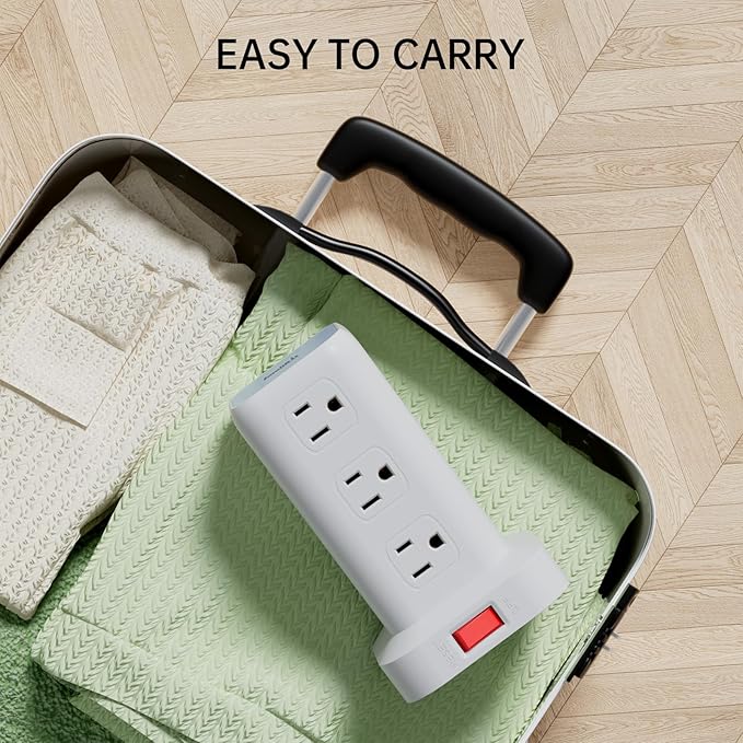 PD 20W USB C Surge Protector, Mini Power Strip Tower Travel 12 AC 4 USB Power - Image 5