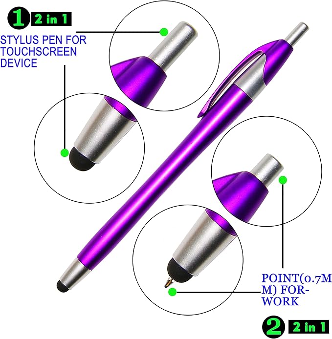 Skoloo Electronic Screen Touch Stylus, 14 Pack 2 in 1 Slim Long Click Ink - Image 3