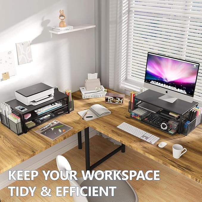 OPNICE Desk Organizer and Accessories, 2-Tier Computer Monitor Stand Riser - Image 5