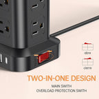 PD 20W USB C Surge Protector, Mini Power Strip Tower Travel 12 AC 4 USB Power - Image 6