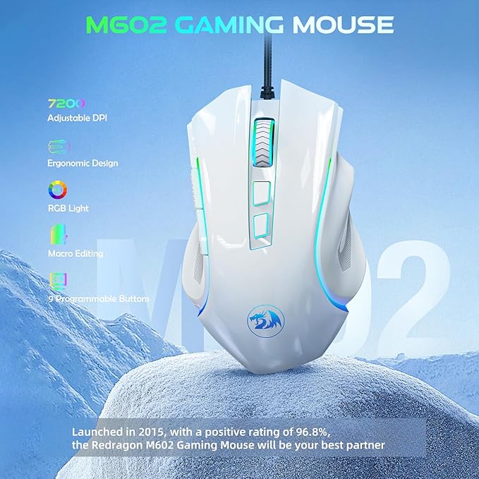 Redragon M602 Gaming Mouse, Ergonomic RGB Gaming Mouse Wired - Image 2