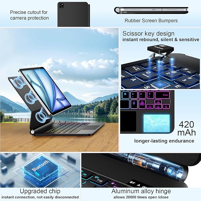 Keyboard Case for iPad Air 13 inch, iPad Pro 12.9 inch，Magic-Style Magnetic – - Image 4