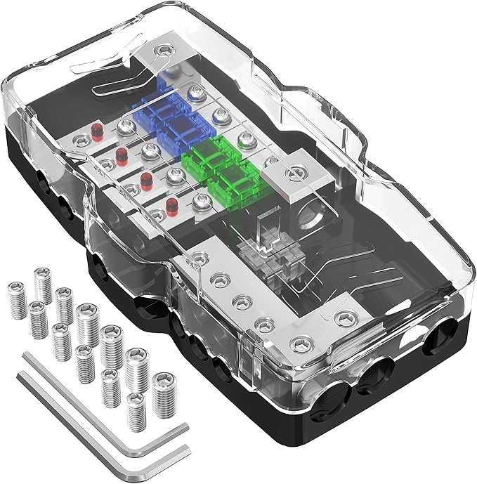 Fused Power Distribution Block Car Audio Fused Distribution Block 12V 0/4 Gauge by RVBOATPAT