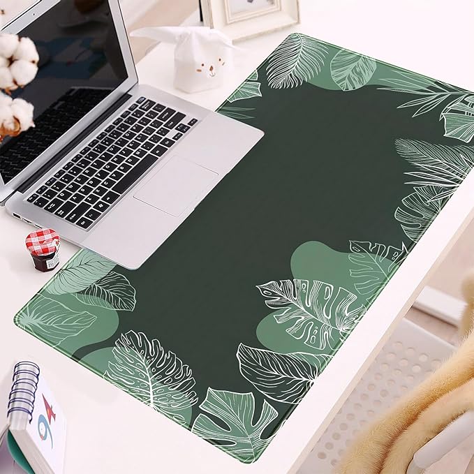 Green Plants Desk Mat Tropical Leaves Mouse Pad Cute, Large Extendded Gaming - Image 6