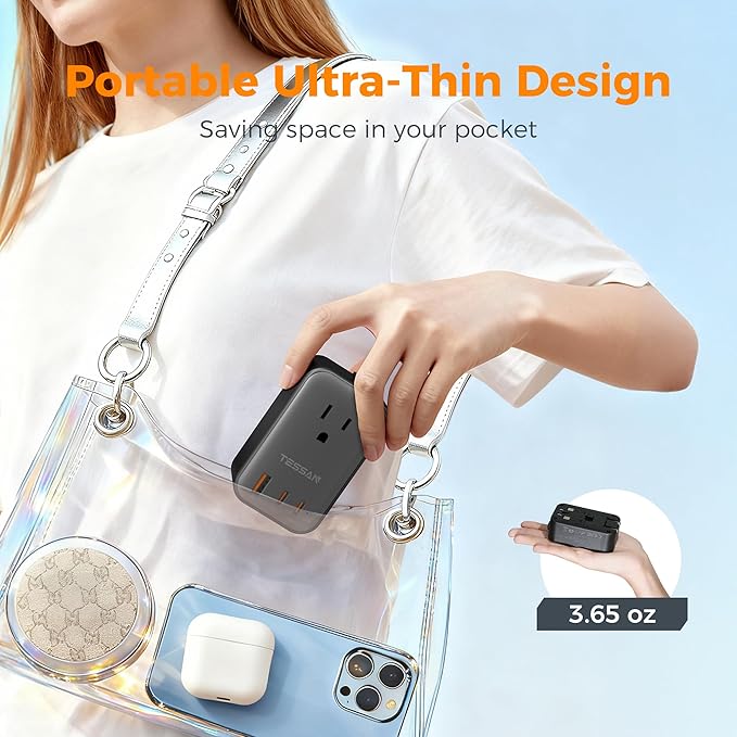 TESSAN Travel Adapter 009, PD 20W Universal Power Adapter 2 USB C 1 USB A - Image 7