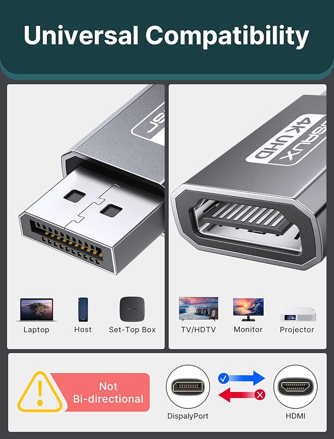 JSAUX 4K DisplayPort to HDMI Adapter 2-Pack, DP PC to HDMI Monitor Converter - Image 2