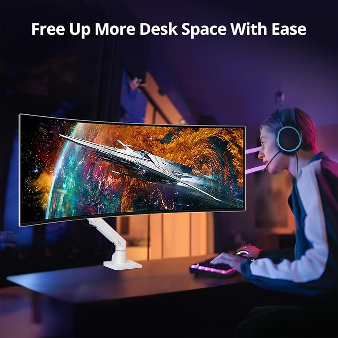 AVLT Single 34”-57” Monitor Arm Desk Mount fits One 44 lbs Heavy Duty Screen - Image 2