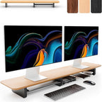 KIVY Dual Monitor Riser With Integrated Metal Shelf by KIVY