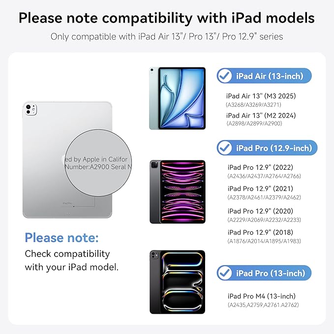 HOU for iPad Air 13 Inch Case Keyboard, Detachable Keyboard Case for iPad Pro - Image 2
