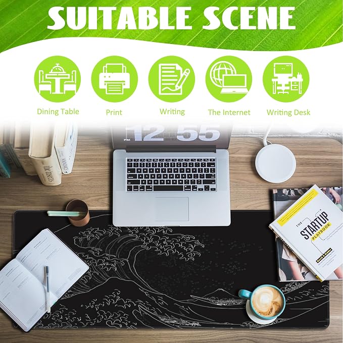 Desk Mat, Japanese Sea Wave Large Gaming Mouse Pad - Image 3