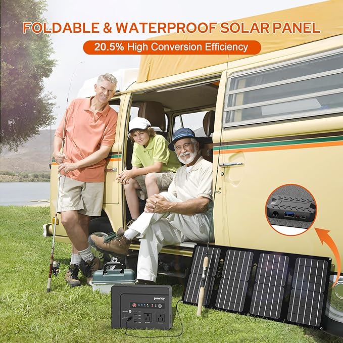 Powkey Solar Powered Generator, 200W Portable Solar Generator Power Station - Image 5