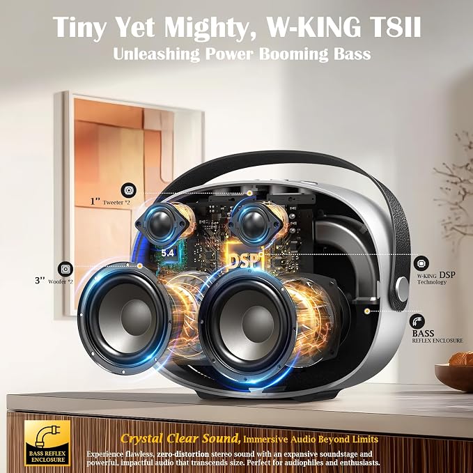 Bluetooth Speaker Loud, W-KING T8II Portable Bluetooth Speakers Wireless - Image 2
