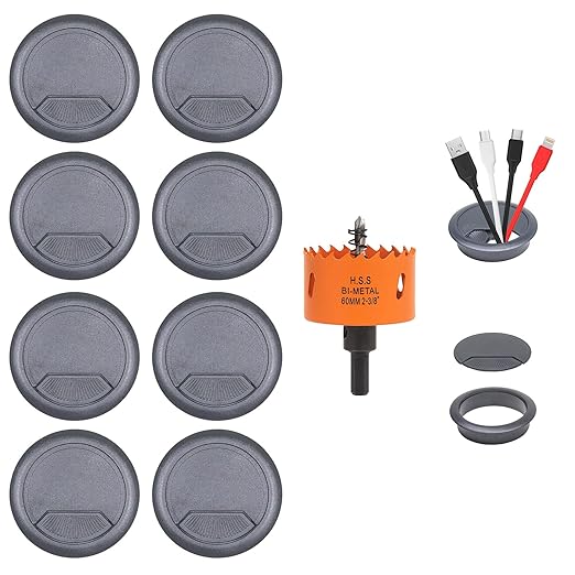 Desk Grommet 2-3/8 inch with Hole Saw, Desk Cord Hole Cover Grommet by VIKITONHOLESAW
