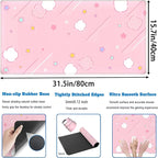 Pink Mouse Pad Large Desk Mat Gaming, Kawaii Desk Pads Stars Mouse Mat XXL Cute - Image 4
