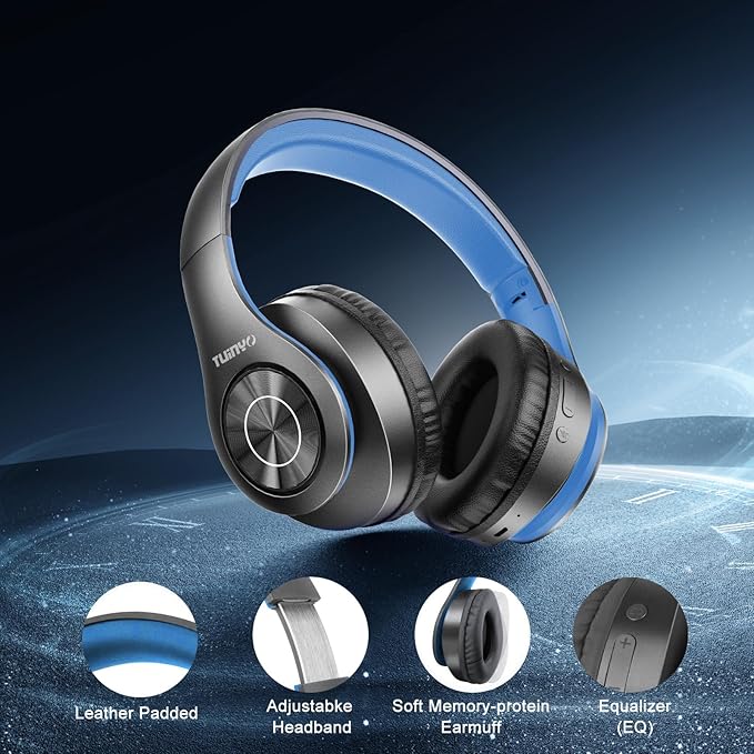 TUINYO Bluetooth Headphones Wireless, Over Ear Stereo Wireless Headset 40H - Image 5
