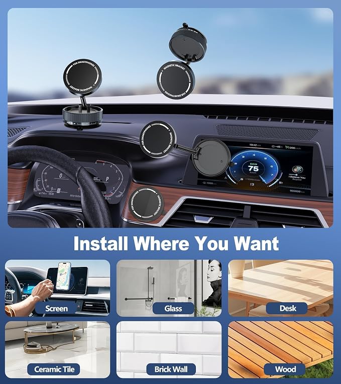 Vacuum Magnetic Phone Holder, Suction Cup Phone Mount - Image 8