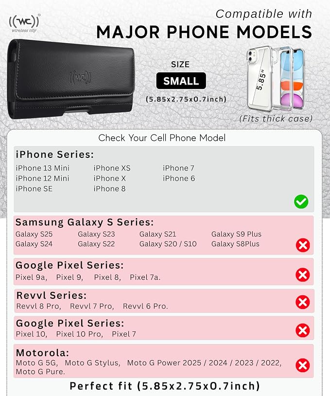 Leather Phone Holster for Men & Women, Horizontal Cell Phone Case - Image 6