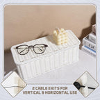 Cable Management Box, Handmade Rattan Cable Organizer, 2 Open Slots Cords Hider - Image 7