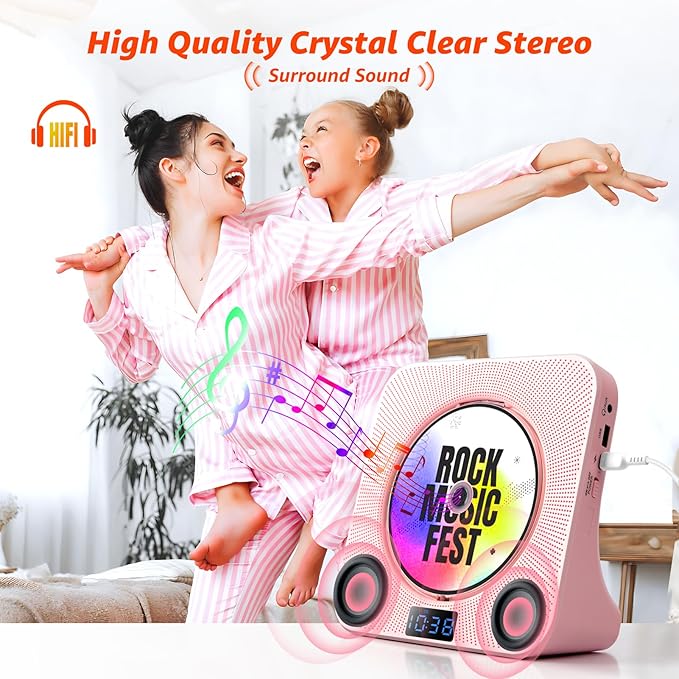 Desktop CD Player with Speakers, ROADOM Bluetooth CD Player with Hi-Fi Stereo - Image 7