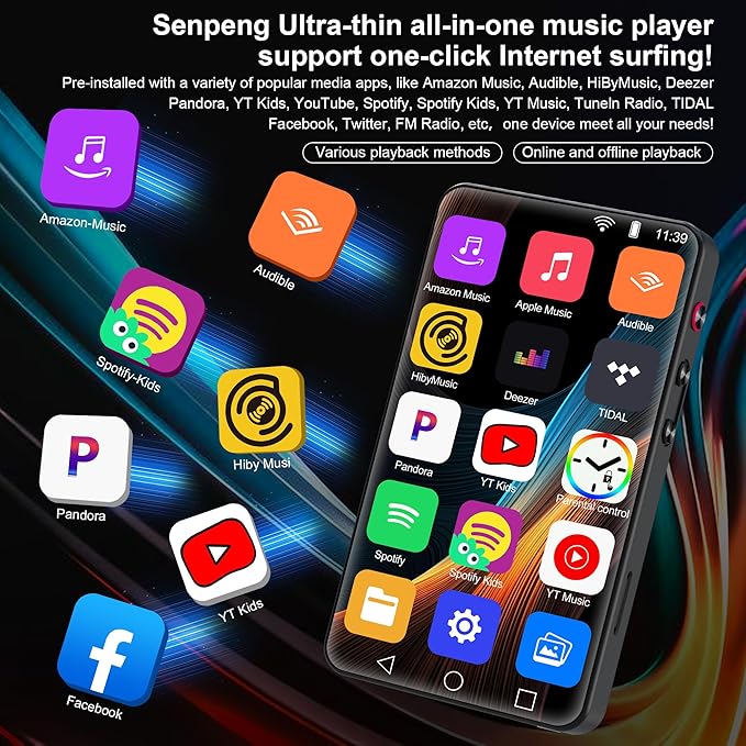 144GB MP3 Player with Bluetooth and WiFi, Amazon Music, Parental Control - Image 2