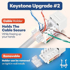 Everest 45° Angled RJ45 Cat6A Keystone Jacks 10-Pack in White - Image 4
