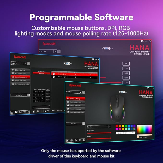 Redragon S107KS Wireless Gaming Keyboard and Mouse, RGB Backlit, 3 Mode - Image 5