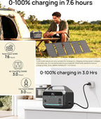 Portable Power Station with Solar Panel 40W, 288Wh LiFePO4 Battery, 350W - Image 4