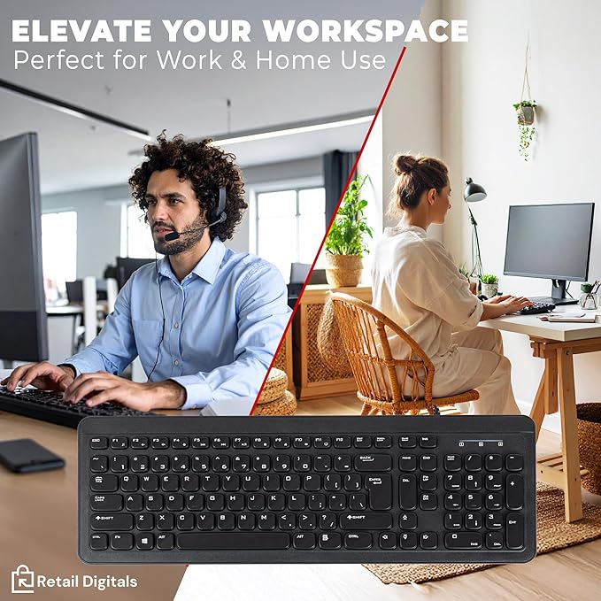 Wired USB Keyboard | Full-Sized | Ergonomic | Soft Typing | QWERTY Layout | - Image 6