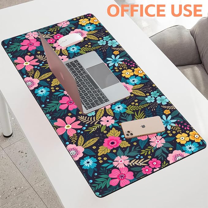 Mouse Pad Large Bright Colorful Flowers Non-Slip Game Desk Mat - Image 5