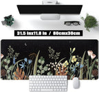 Cute Gaming Black Wild Flowers Desk Mat Mouse Pad Star Moon Floral Mousepad - Image 2