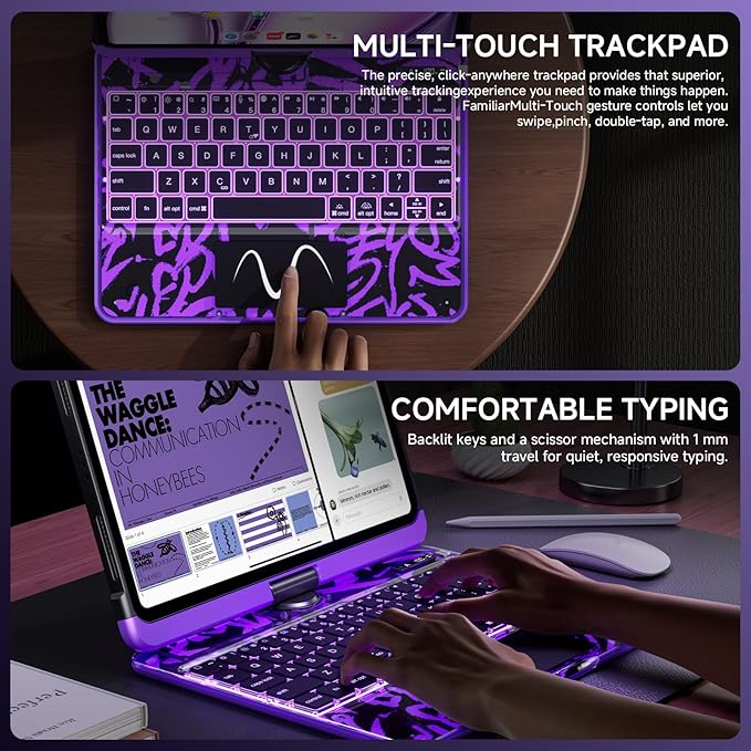 Transparent Case with Keyboard for iPad Air 13 Inch, iPad Pro 12.9 Inch - Image 6