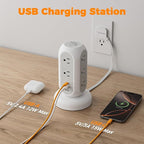 Surge Protector Power Strip Tower, TESSAN 5 FT Retractable Extension Cord - Image 5