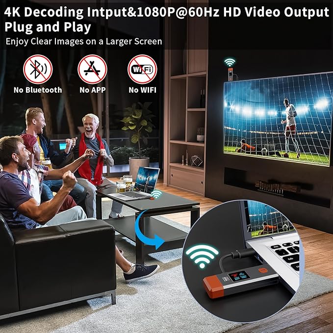 Wireless HDMI Transmitter and Receiver 165ft/50m 4K Decode Input 1080P Output - Image 3