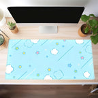 Kawaii Pastel Blue Star Grid Desk Pad, Large Gaming Mousepad & Keyboard Mat - Image 3